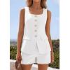 imagePRETTYGARDEN Womens 2 Piece Matching Sets 2026 Fashion Suit Vest Tops Shorts Set Spring Business Casual Vacation OutfitsWhite