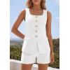 imagePRETTYGARDEN Womens 2 Piece Matching Sets 2026 Fashion Suit Vest Tops Shorts Set Spring Business Casual Vacation OutfitsWhite