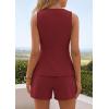 imagePRETTYGARDEN Womens 2 Piece Matching Sets 2026 Fashion Suit Vest Tops Shorts Set Spring Business Casual Vacation OutfitsWine Red
