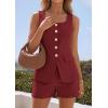 imagePRETTYGARDEN Womens 2 Piece Matching Sets 2026 Fashion Suit Vest Tops Shorts Set Spring Business Casual Vacation OutfitsWine Red