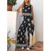 imagePRETTYGARDEN Womens 2026 Summer 2 Piece Lounge Sets Boho Floral Tank Tops Flowy Wide Leg Pants Travel Beach Vacation OutfitsFloral Black White
