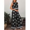 imagePRETTYGARDEN Womens 2026 Summer 2 Piece Lounge Sets Boho Floral Tank Tops Flowy Wide Leg Pants Travel Beach Vacation OutfitsFloral Black White