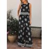imagePRETTYGARDEN Womens 2026 Summer 2 Piece Lounge Sets Boho Floral Tank Tops Flowy Wide Leg Pants Travel Beach Vacation OutfitsFloral Black White