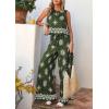imagePRETTYGARDEN Womens 2026 Summer 2 Piece Lounge Sets Boho Floral Tank Tops Flowy Wide Leg Pants Travel Beach Vacation OutfitsFloral Dark Green White