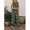 imagePRETTYGARDEN Womens 2026 Summer 2 Piece Lounge Sets Boho Floral Tank Tops Flowy Wide Leg Pants Travel Beach Vacation OutfitsFloral Dark Green White