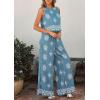 imagePRETTYGARDEN Womens 2026 Summer 2 Piece Lounge Sets Boho Floral Tank Tops Flowy Wide Leg Pants Travel Beach Vacation OutfitsFloral Grey Blue White