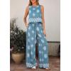 imagePRETTYGARDEN Womens 2026 Summer 2 Piece Lounge Sets Boho Floral Tank Tops Flowy Wide Leg Pants Travel Beach Vacation OutfitsFloral Grey Blue White