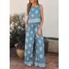 imagePRETTYGARDEN Womens 2026 Summer 2 Piece Lounge Sets Boho Floral Tank Tops Flowy Wide Leg Pants Travel Beach Vacation OutfitsFloral Grey Blue White
