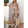 imagePRETTYGARDEN Womens 2026 Summer 2 Piece Lounge Sets Boho Floral Tank Tops Flowy Wide Leg Pants Travel Beach Vacation OutfitsFloral Khaki White