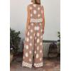 imagePRETTYGARDEN Womens 2026 Summer 2 Piece Lounge Sets Boho Floral Tank Tops Flowy Wide Leg Pants Travel Beach Vacation OutfitsFloral Khaki White