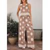 imagePRETTYGARDEN Womens 2026 Summer 2 Piece Lounge Sets Boho Floral Tank Tops Flowy Wide Leg Pants Travel Beach Vacation OutfitsFloral Khaki White