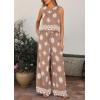 imagePRETTYGARDEN Womens 2026 Summer 2 Piece Lounge Sets Boho Floral Tank Tops Flowy Wide Leg Pants Travel Beach Vacation OutfitsFloral Khaki White
