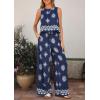 imagePRETTYGARDEN Womens 2026 Summer 2 Piece Lounge Sets Boho Floral Tank Tops Flowy Wide Leg Pants Travel Beach Vacation OutfitsFloral Navy White