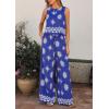 imagePRETTYGARDEN Womens 2026 Summer 2 Piece Lounge Sets Boho Floral Tank Tops Flowy Wide Leg Pants Travel Beach Vacation OutfitsFloral Royal Blue White