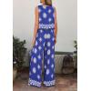 imagePRETTYGARDEN Womens 2026 Summer 2 Piece Lounge Sets Boho Floral Tank Tops Flowy Wide Leg Pants Travel Beach Vacation OutfitsFloral Royal Blue White