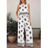 imagePRETTYGARDEN Womens 2026 Summer 2 Piece Lounge Sets Boho Floral Tank Tops Flowy Wide Leg Pants Travel Beach Vacation OutfitsFloral White Black