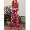 imagePRETTYGARDEN Womens 2026 Summer 2 Piece Lounge Sets Boho Floral Tank Tops Flowy Wide Leg Pants Travel Beach Vacation OutfitsFloral Wine Red White