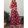 imagePRETTYGARDEN Womens 2026 Summer 2 Piece Lounge Sets Boho Floral Tank Tops Flowy Wide Leg Pants Travel Beach Vacation OutfitsFloral Wine Red White