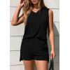 imagePRETTYGARDEN Womens 2026 Summer 2 Piece Shorts Sets V Neck Long Tank Tops High Waisted Loose Fit Matching Travel OutfitsBlack