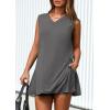 imagePRETTYGARDEN Womens 2026 Summer 2 Piece Shorts Sets V Neck Long Tank Tops High Waisted Loose Fit Matching Travel OutfitsDark Grey