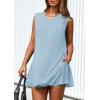 imagePRETTYGARDEN Womens 2026 Summer 2 Piece Shorts Sets V Neck Long Tank Tops High Waisted Loose Fit Matching Travel OutfitsLight Blue