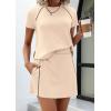 imagePRETTYGARDEN Womens 2026 Summer 2 Piece Skirt Sets Short Sleeve Shirts Tops Skorts Matching Workout Clothes Travel OutfitsBeige
