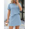 imagePRETTYGARDEN Womens 2026 Summer 2 Piece Skirt Sets Short Sleeve Shirts Tops Skorts Matching Workout Clothes Travel OutfitsBlue Grey