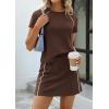 imagePRETTYGARDEN Womens 2026 Summer 2 Piece Skirt Sets Short Sleeve Shirts Tops Skorts Matching Workout Clothes Travel OutfitsBrown
