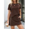imagePRETTYGARDEN Womens 2026 Summer 2 Piece Skirt Sets Short Sleeve Shirts Tops Skorts Matching Workout Clothes Travel OutfitsBrown