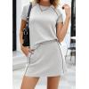 imagePRETTYGARDEN Womens 2026 Summer 2 Piece Skirt Sets Short Sleeve Shirts Tops Skorts Matching Workout Clothes Travel OutfitsLight Grey