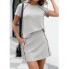 imagePRETTYGARDEN Womens 2026 Summer 2 Piece Skirt Sets Short Sleeve Shirts Tops Skorts Matching Workout Clothes Travel OutfitsLight Grey