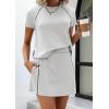 imagePRETTYGARDEN Womens 2026 Summer 2 Piece Skirt Sets Short Sleeve Shirts Tops Skorts Matching Workout Clothes Travel OutfitsLight Grey