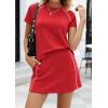 imagePRETTYGARDEN Womens 2026 Summer 2 Piece Skirt Sets Short Sleeve Shirts Tops Skorts Matching Workout Clothes Travel OutfitsRed