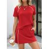 imagePRETTYGARDEN Womens 2026 Summer 2 Piece Skirt Sets Short Sleeve Shirts Tops Skorts Matching Workout Clothes Travel OutfitsRed
