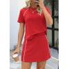 imagePRETTYGARDEN Womens 2026 Summer 2 Piece Skirt Sets Short Sleeve Shirts Tops Skorts Matching Workout Clothes Travel OutfitsRed