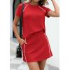 imagePRETTYGARDEN Womens 2026 Summer 2 Piece Skirt Sets Short Sleeve Shirts Tops Skorts Matching Workout Clothes Travel OutfitsRed