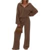 imagePRETTYGARDEN Womens 2 Piece Fall Lounge Sets 2026 Zip Up Hoodie Wide Leg Tracksuit Spring Matching Travel Outfits ClothesCoffee