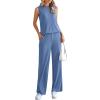 imagePRETTYGARDEN 2 Piece Lounge Sets for Women Summer Airport Travel Outfit 2026 Casual Matching Spring Clothes Track Sweat SuitsBlue