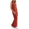 imagePRETTYGARDEN 2 Piece Lounge Sets for Women Summer Airport Travel Outfit 2026 Casual Matching Spring Clothes Track Sweat SuitsBrick Red