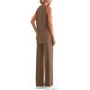 imagePRETTYGARDEN 2 Piece Lounge Sets for Women Summer Airport Travel Outfit 2026 Casual Matching Spring Clothes Track Sweat SuitsDark Khaki