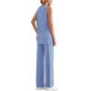 imagePRETTYGARDEN 2 Piece Lounge Sets for Women Summer Airport Travel Outfit 2026 Casual Matching Spring Clothes Track Sweat SuitsGrey Blue