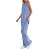 imagePRETTYGARDEN 2 Piece Lounge Sets for Women Summer Airport Travel Outfit 2026 Casual Matching Spring Clothes Track Sweat SuitsGrey Blue