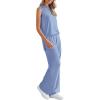 imagePRETTYGARDEN 2 Piece Lounge Sets for Women Summer Airport Travel Outfit 2026 Casual Matching Spring Clothes Track Sweat SuitsGrey Blue