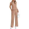 imagePRETTYGARDEN 2 Piece Lounge Sets for Women Summer Airport Travel Outfit 2026 Casual Matching Spring Clothes Track Sweat SuitsKhaki
