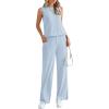 imagePRETTYGARDEN 2 Piece Lounge Sets for Women Summer Airport Travel Outfit 2026 Casual Matching Spring Clothes Track Sweat SuitsLight Blue