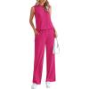 imagePRETTYGARDEN 2 Piece Lounge Sets for Women Summer Airport Travel Outfit 2026 Casual Matching Spring Clothes Track Sweat SuitsRose Red