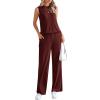 imagePRETTYGARDEN 2 Piece Lounge Sets for Women Summer Airport Travel Outfit 2026 Casual Matching Spring Clothes Track Sweat SuitsWine Red