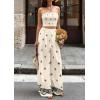 imagePRETTYGARDEN 2 Piece Sets for Women Summer 2026 Travel Outfits Print Tube Tops Wide Leg Pants Beach Vacation ClothesBeige