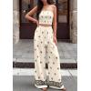imagePRETTYGARDEN 2 Piece Sets for Women Summer 2026 Travel Outfits Print Tube Tops Wide Leg Pants Beach Vacation ClothesBeige