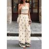 imagePRETTYGARDEN 2 Piece Sets for Women Summer 2026 Travel Outfits Print Tube Tops Wide Leg Pants Beach Vacation ClothesBeige